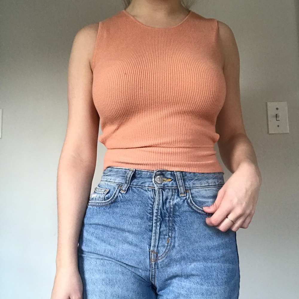 Peach Knit Sleeveless Top